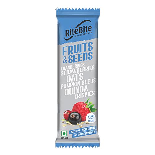 Rite Bite Fruit & Seed Bar With Cranberries Strawberries Oats & Pumpkin Seeds 1